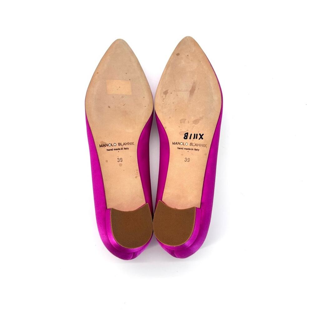New Manolo Blahnik Hangisi Flat Fuchsia Crystal Embellished Pointed Toe Shoes 39 - Picture 8 of 12